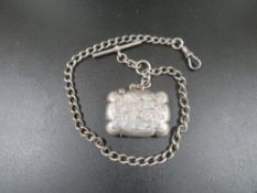 A GENTS ANTIQUE SILVER POCKET WATCH ALBERT CHAIN & VESTA