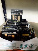 A TRAY OF BRASS DOOR HANDLES