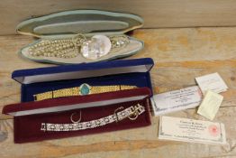 TWO CAMROSE AND KROSS WATCHES TOGETHER WITH A SMALL QUANTITY OF COSTUME JEWELLERY