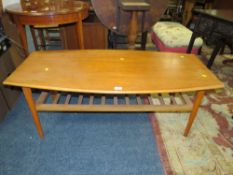 A RETRO TEAK TWO TIER LONG COFFEE TABLE - L 120 cm
