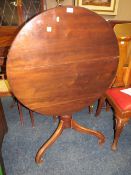 A 19TH CENTURY MAHOGANY TILT-TOP PEDESTAL TABLE
