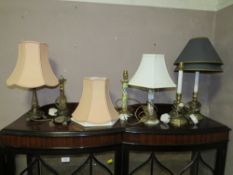 THREE PAIRS OF ASSORTED TABLE LAMPS TO INCLUDE ORIENTAL STYLE EXAMPLES
