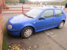 A 2001 BLUE VOLKSWAGON GOLF 1.4L PETROL 'DU51 NBL' CURRENTLY SORN - KEYS, NO PAPERWORK