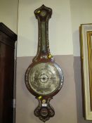 AN ANTIQUE ROSEWOOD BAROMETER BY P. CREMININI - WOLVERHAMPTON (* IN NEED OF COMPLETE RESTORATION)