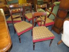 A SET OF FIVE 19TH CENTURY MAHOGANY DINING CHAIRS (4+1)