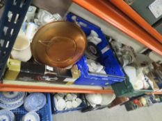 FOUR TRAYS OF ASSORTED CERAMICS TO INCLUDE POOLE, COALPORT ETC (TRAYS NOT INCLUDED)