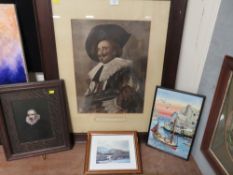 A FRAMED OIL ON BOARD OF AN ELIZABETHAN STYLE GENTLEMAN 