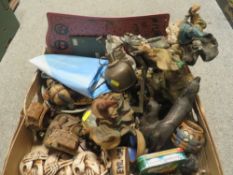 A TRAY OF ASSORTED SUNDRIES TO INCLUDE MYTHICAL FIGURES