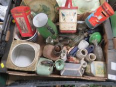 TRAY OF ASSORTED SUNDRIES TO INCLUDE ENAMEL ITEMS