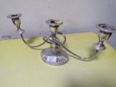 SILVER PLATED 3 BRANCH CANDELABRA