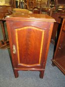 AN EDWARDIAN MAHOGANY INLAID BEDSIDE CUPBOARD