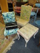 TWO CHAIRS, A STOOL AND A ROBERTS STEREO WITH REMOTE