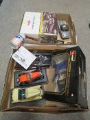 TWO TRAYS OF MODEL CARS ETC TO INCLUDE A BAT MOBILE