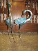 A PAIR OF MODERN DECORATIVE METAL GARDEN BIRDS - H 79 cm (2)