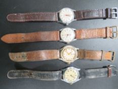 FOUR GENTS ASSORTED WRISTWATCHES TO INCLUDE A ROMA - WORKING CAPACITY UNKNOWN
