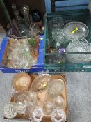 FOUR TRAYS OF ASSORTED GLASSWARE