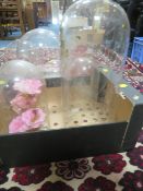 TWO TRAYS OF GLASSWARE TO INCLUDE ASSORTED GLASS DOMES