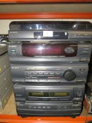 A SONY HI-FI MUSIC SYSTEM WITH SPEAKERS