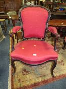 A VINTAGE LOUIS XV STYLE ARMCHAIR