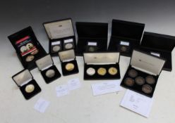 A COLLECTION OF CASED COIN SETS TO INCLUDE THE UNITED KINGDOM SILVER BRITANNIA PAIR, limited edition