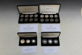 A CASED JUBILEE MINT QEII 90TH BIRTHDAY THREE COIN SILVER PROOF SET, together with a cased limited