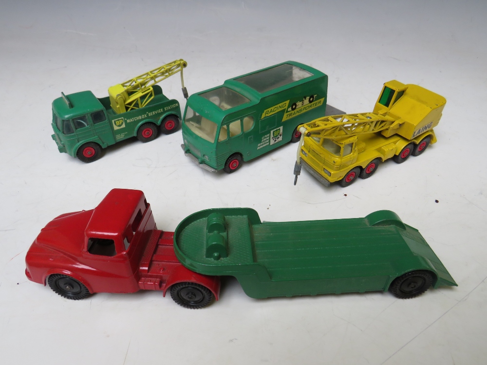 A COLLECTION OF VINTAGE PLAYWORN VEHICLES TO INCLUDE DINKY POLICE FORD TRANSIT VAN, Dinky Pontiac - Image 7 of 9