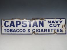 AN ORIGINAL 'CAPSTAN NAVY CUT TOBACCO & CIGARETTES' ENAMEL SIGN, 23 x 91 cm