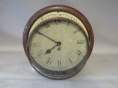 A 19TH CENTURY MAHOGANY CIRCULAR WALL CLOCK WITH SINGLE FUSEE MOVEMENT, Dial Dia. 12