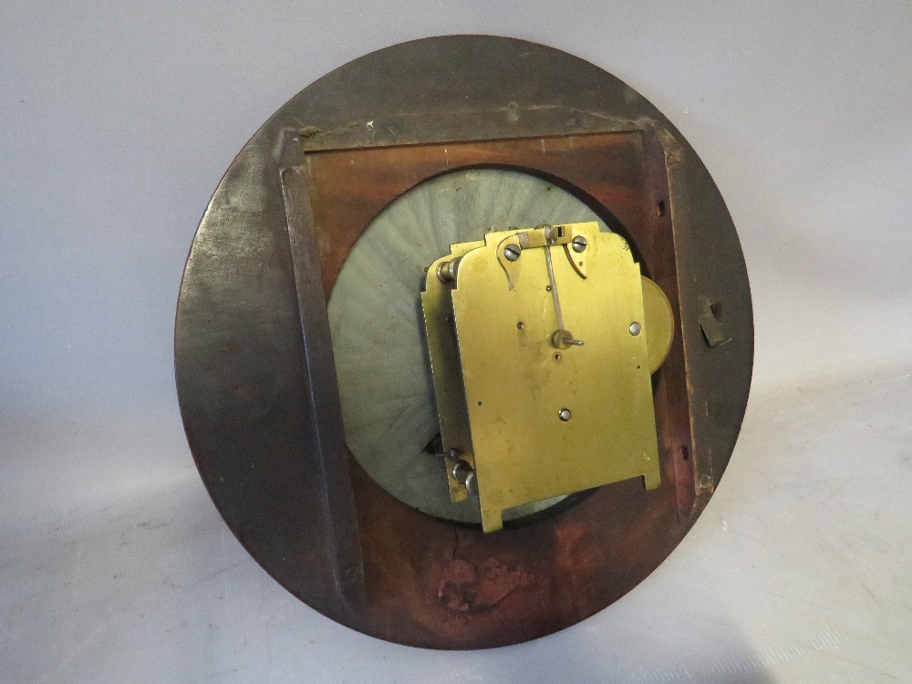 A 19TH CENTURY MAHOGANY CIRCULAR WALL CLOCK WITH SINGLE FUSEE MOVEMENT, Dial Dia. 12" A/F - Image 2 of 6