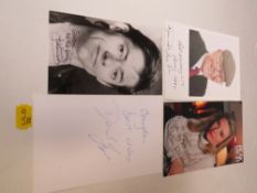 A TRAY OF AUTOGRAPHS AND PHOTOGRAPHS, LETTERS, CARD AND PAPER OF MAINLY FILM, THEATRE AND TELEVISION