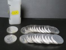 TWENTY FIVE x 2017 1oz .999 SILVER BRITANNICA COINS, in a Royal Mint plastic tube