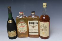 1 VINTAGE BOTTLE OF REMY MARTIN FINE CHAMPAGNE VSOP COGNAC, TOGETHER WITH 1 PLASTIC 1 LITRE BOTTLE