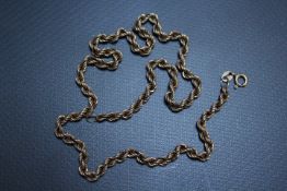 A HALLMARKED 9 CARAT GOLD ROPE TWIST CHAIN, approx weight 6.2g, L 42 cm