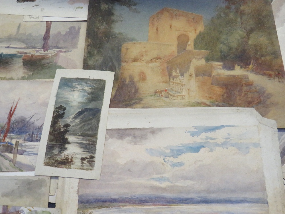 BREWER. A folder of artworks from the Brewer family, mainly watercolours, various subjects, one - Image 5 of 9