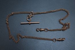 A HALLMARKED 9 CARAT ROSE GOLD CHAIN AND T-BAR, approx weight 20.9g, L 46 cmCondition Report: