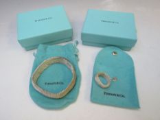 A TIFFANY & Co. 925 SILVER MESH BRACELET, together with a matching Tiffany & Co. silver mesh ring,