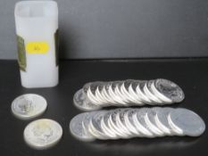 TWENTY FIVE x 2017 1oz .999 SILVER BRITANNICA COINS, in a Royal Mint plastic tube