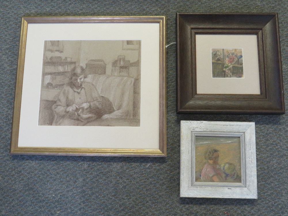 MAURICE FEILD (1905-1988). An interior scene with seated woman, studio stamp verso, pastel on paper, - Image 2 of 7