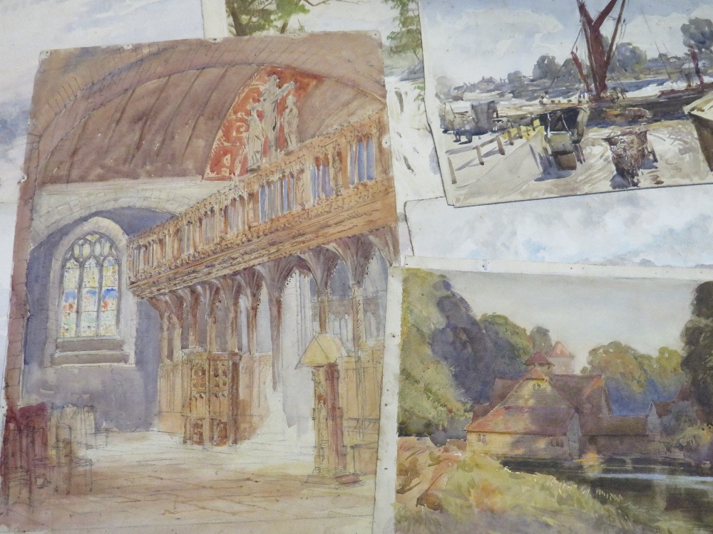 BREWER. A folder of artworks from the Brewer family, mainly watercolours, various subjects, one - Image 7 of 9