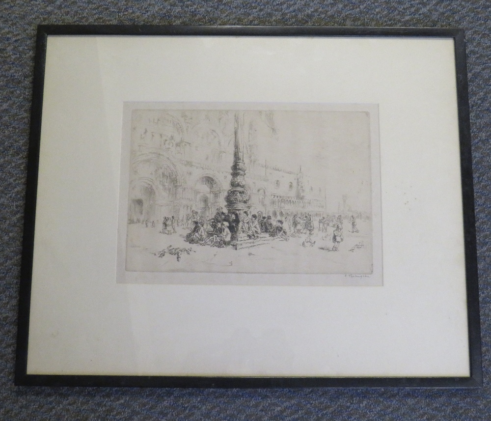 SIDNEY J. TUSHINGHAM (1184-1968). 'Children in The Piazza', see label verso, signed in pencil - Image 2 of 4