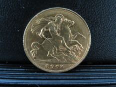 EDWARD VII 1908 HALF SOVEREIGN
