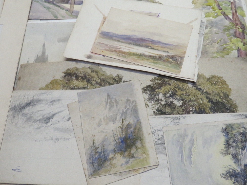 BREWER. A folder of artworks from the Brewer family, mainly watercolours, various subjects, one - Image 3 of 9