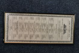 A PRINTED ON SILK MENUS FOR LORD MAYOR'S DAY, Saturday 9th of November 1850, framed and glazed, 55 x