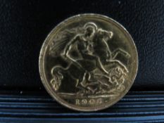 EDWARD VII 1905 HALF SOVEREIGN