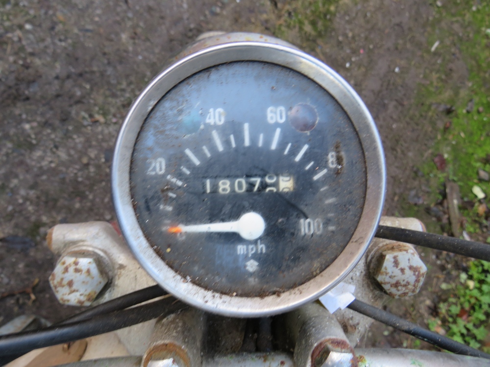 A 1970 SUZUKI AS 50cc MOTORCYCLE, maroon frame and white fuel tank, mileage 18678, Reg: GBF 52H, - Image 7 of 10