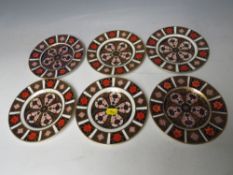 SIX ROYAL CROWN DERBY IMARI PATTERN SIDE PLATES, Dia. 16 cm