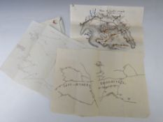 CRIMEA WAR INTEREST - THREE ORIGINAL HAND DRAWN PLANS OF THE ATTACK ON SEBASTOPOL, to include a hand