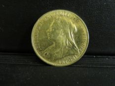 QUEEN VICTORIA VEILED HEAD 1901 SOVEREIGN, Melbourne mint