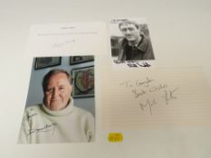 A TRAY OF AUTOGRAPHS AND PHOTOGRAPHS, LETTERS, CARD AND PAPER OF MAINLY FILM, THEATRE AND TELEVISION