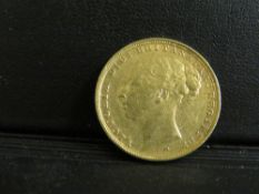 QUEEN VICTORIA YOUNG HEAD 1885 SOVEREIGN, Melbourne mint